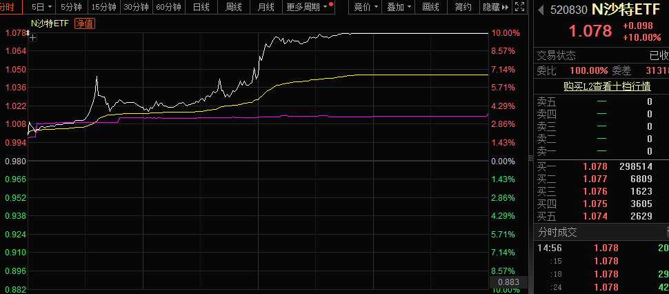 成交額49億超工行+中石油，最高換手率近430%，沙特EFT首日漲停！這些股現金超市值，黃金坑OR價值陷阱