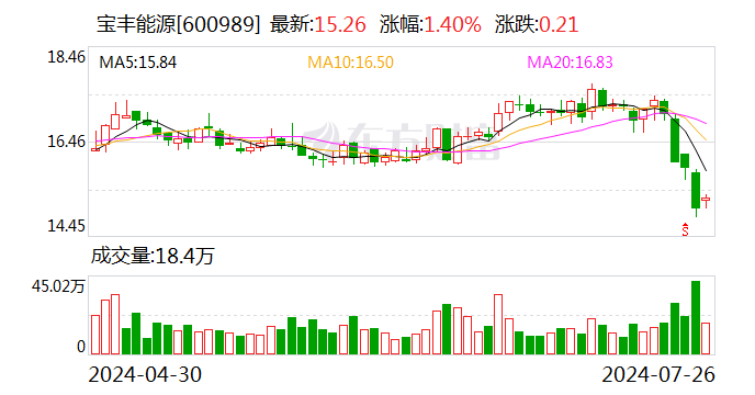 寶豐能源業績快報：上半年凈利潤同比增長46.41%