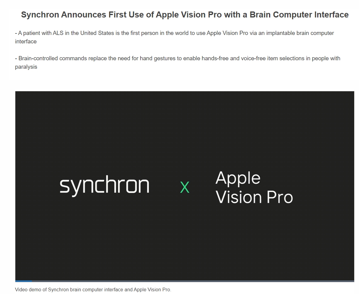 腦機接口浮現新應用 漸凍癥癱瘓患者成功使用意念控制Vision Pro